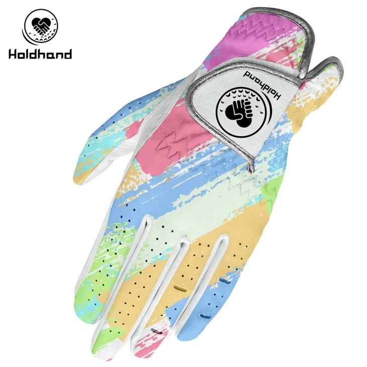 Hot Sales Finger Lettered Golf PU Leather Gloves Mixed With Sheepskin