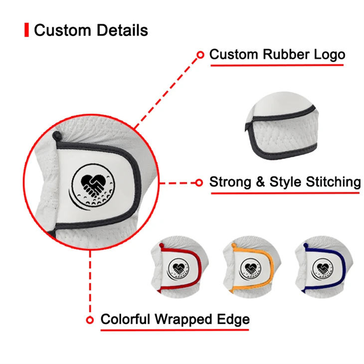Custom 2023 New Design Coast Style Manufacture Hot Sales Premium PU Leather Golf Gloves